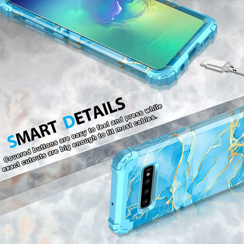 Casetego Compatible with Galaxy S10 Case,Shockproof 3 Layer Heavy Duty Hard PC+Soft Silicone Bumper Rugged Anti-Slip Protective Cover Cases for Sa...