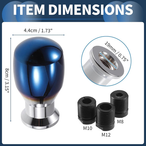 Shift Knob, 8cm Universal for Automatic and Manual Vehicle Gear Shifter Knob with 3 Adapter Titanium Alloy Burnt Blue, 1 Set...