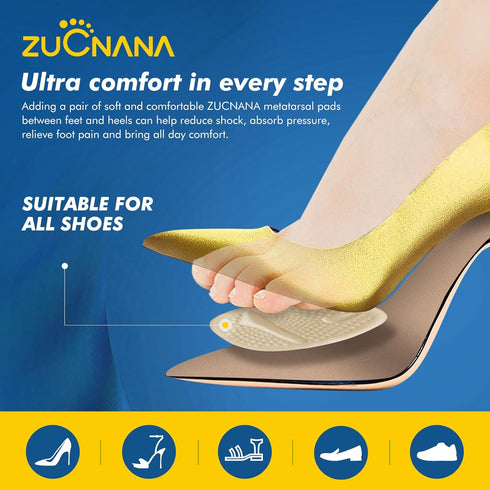 Ball of Foot Cushions, Metatarsal Pads Women (2 Pairs), Non-Slip Heel Inserts for Women, Gel Heel Cushions for Foot Pain Relief and Comfort | One ...