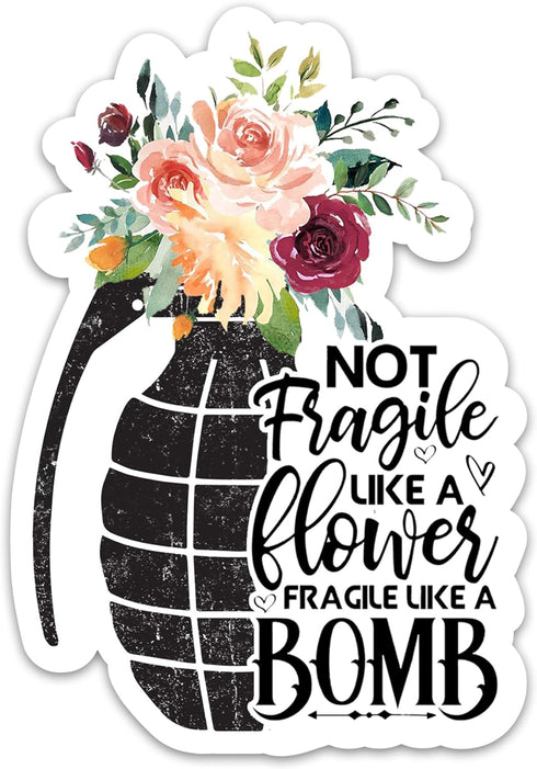 (3PCs) Not Fragile Like A Flower Fragile Like A Bomb Feminism Sticker, Feminist Girl Power Stickers Waterproof Vinyl Women's Rights Decals for Lap...