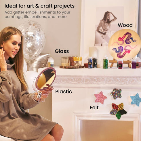 Arteza Fine Glitter Set, 6 x 2-oz Bottles, Ocean-Toned Glitter for Resin, Glue, Acrylic Paint, Arts and Crafts Supplies for Creating DIY Projects ...
