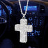 PAGOW Bling Double-Sided Cross Car Accessories for Women - Crystal Diamond Metal Rearview Mirror Pendant - Cute Vehicle Interior Decor...