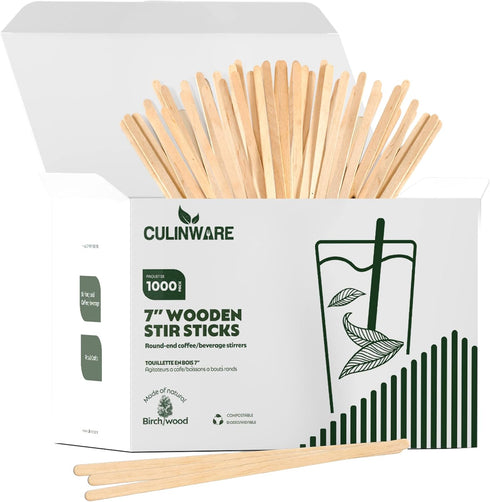 Birch Wood Coffee/Beverage Stirrers 7" (1000 pack) Eco-Friendly Great For Your Coffee Nook....