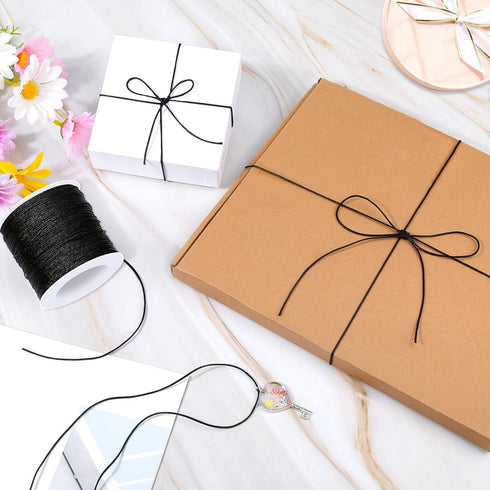 Black Nylon String, Anezus 0.8mm Nylon Thread Chinese Knotting Cord Tarred Twine Outdoor String for Braided Bracelets, Beading, Necklaces, Macrame...