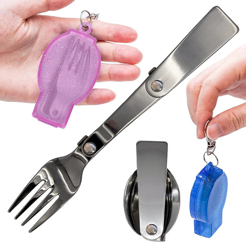 Acantha Foldable Fork and Spoon Set, Portable Folding Spoon and Fork Set with Two Plastic Storage Cases for Travel Camping Outdoors Picnic...
