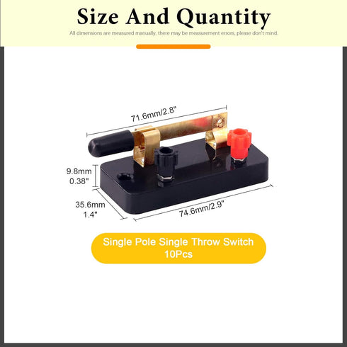 10 Pcs Single Pole Single Throw Switch Set Physics Laboratory Equipment, Educational Single Pole Knife Switch, SPST Switch for School Electronic E...