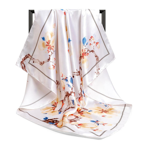 DRESHOW 35” Large Square Satin Head Scarf - 4Pcs Silk Accessories Classic Patterned Squares Beach Bandanas for Women...