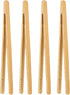 4 Pieces Toaster Tongs, 7 Inch Bamboo Tongs Anti-Slip Wooden Cooking Tongs Small Kitchen Tongs for Serving Food Toaster Fruits Bread Pickles Barbe...