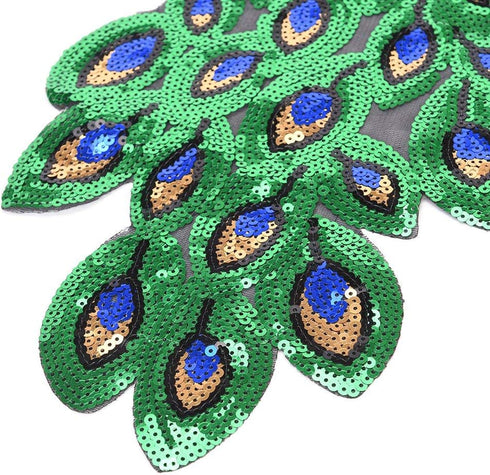2 Pack Colorful Sequins Peacock Patch Iron On/Sew on Embroidered Applique Patch Craft Fashion Accessories for DIY Clothes...