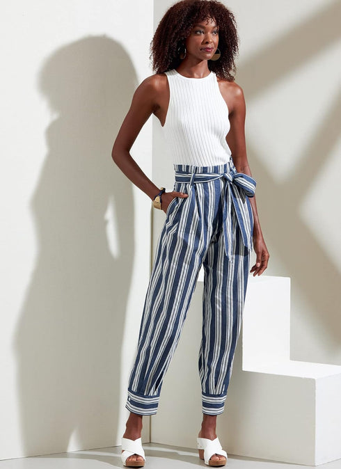 Vogue Misses' Petite Tie Belt and Paperbag Waist Pants Sewing Pattern Kit, Code V1873, Sizes 8-10-12-14-16, Multicolor...
