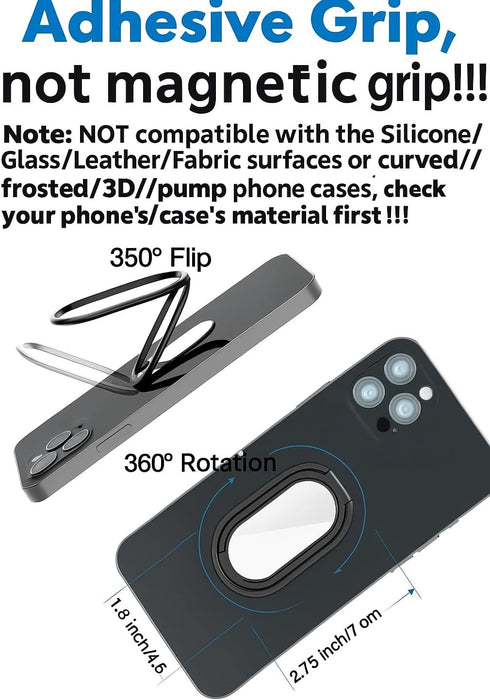 Phone Holder Foldable Phone Stand Phone Ring Holder Finger Kickstand 360° Rotation Cell Phone Stand Metal Phone Grip for Magnetic Car Mount Sticky...