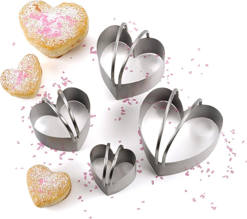 RSVP International Endurance Heart Shape Biscuit Cutters - Stainless Steel, Set of 4 | Nest for Easy Storage | For Cutting Thick or Thin Dough | P...