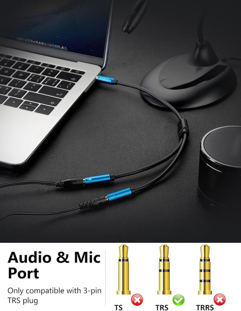 MillSO 3.5mm Headphone Splitter Adapter CTIA Audio Splitter (2 TRS Female to 1 TRRS Male) Compatible for Xbox One, PS4, Smartphone, Laptop to a Do...