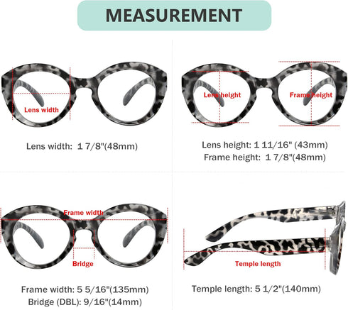 Eyekepper 4 Packing Round Reading Glasses Women Large Frame Stylish Readers +0.50...