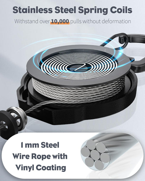 Uniclife Retractable Keychain for Badge Holder Heavy Duty Badge Reel for up to 8 oz Strong ABS Casing with Stainless Steel Spring Coil 31.5 Inch S...