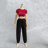 1/6 Scale Figure Doll Clothes T-Shirt + Pant Costume for 12 inch Female Action Figure Phicen/TBLeague Toy Clothes (Red+Black)...
