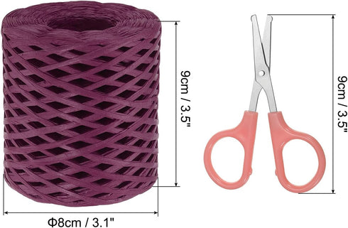 PATIKIL Raffia Paper Craft Ribbon Assortment Kit, Natural Raffia String with Scissor for Gifts, Flower Bouquets, Decoration, Burgundy, 218 Yards...