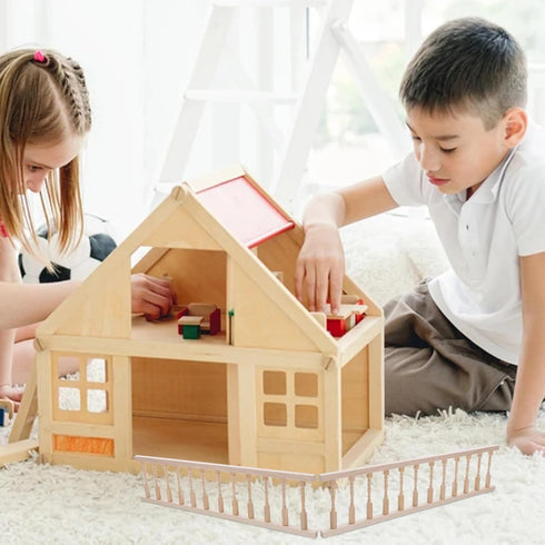 Veemoon 2pcs House Railing Furniture Props Decoration Fence Wooden Armrest Mini Decors/Doll Miniature for Role- Play Model: Handrails Small Dollho...