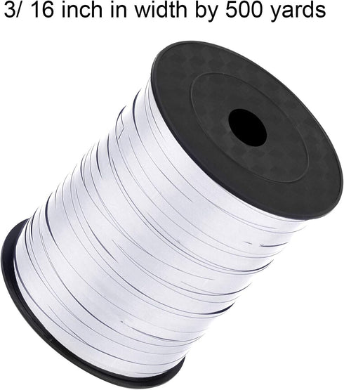 3/16 Inch Crimped Curling Ribbon Balloon Ribbon Spool 500 Yard for Christmas Balloons or Gift Wrapping(Metallic Silver)...
