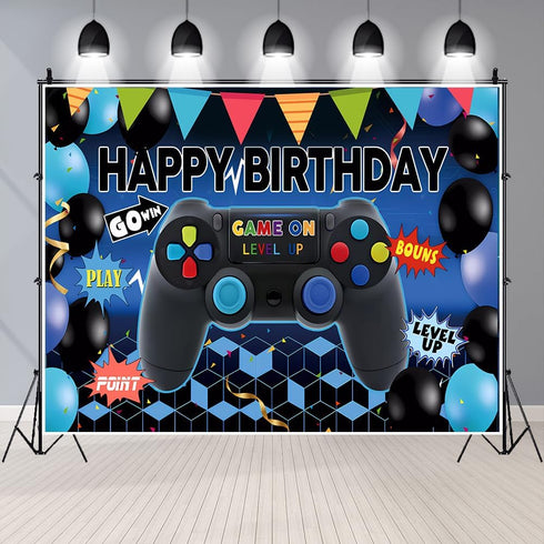 7x5Ft Video Game Happy Birthday Backdrops for Boy Gaming Theme Photography Background Birthday Party Decoration Cake Table and Birthday Decoration...