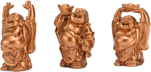 BRABUD 6pcs Resin Statue Laughing Buddha Statue Lucky Happy Buddha Figurines Feng Shui Decoration (2.5'' Gold)...