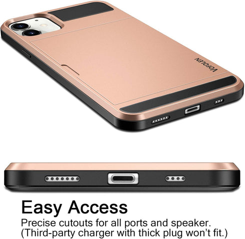 Vofolen Compatible with iPhone 12 Case 5G Wallet Cover Credit Card Holder Slot Sliding Back Pocket Anti-Scratch Dual Layer Protective Compatible w...