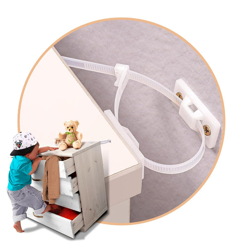 12 Pairs Furniture Anchors for Baby Proofing Anti Tip Child Safety Cabinet Straps to Help Furniture Secure to Wall Baby Proof Anchoring Kit for Sh...