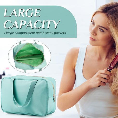 Hillban 4 Pieces Travel Nylon Makeup Bag Set Preppy Cosmetic Bag Nylon Cosmetic Zipper Pouches Travel Toiletry Bag for Women Girls for Toiletries ...