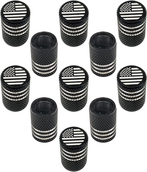 12PCS Aluminum Alloy Rubber Sealed Tire Cap, American Flag Tires Caps, Leak-Proof Air Protection Light-Weight Compatible with Cars, SUVs Motorcycl...