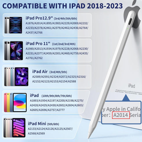 iPad Apple Pencil 9th&10th Generation, Fast Charge Stylus Pen for iPad Palm Rejection and Tilt Sensitivity, Compatible with iPad Pro 11/12.9in, iP...