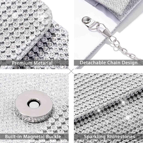 Yokawe Women's Bling Crystals Evening Clutch Bag Sparkly Rhinestone Purse Crossbody Bags Wedding Prom Party Handbags...