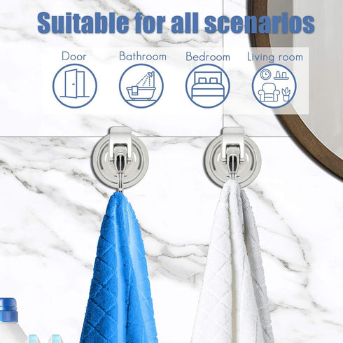 Heavy Duty Vacuum Suction Cup Hooks, Silver Plated Polished Super Suction for Kitchen Bathroom, 1 Pack...