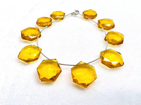 1 Strand Citrine Quartz 10 Pcs Beads Size 14x14mm Hexagon Shape Cut Faceted Beads for Jewellery Making, Beading & Craft Supplies KCRAFTS-RK_k52...