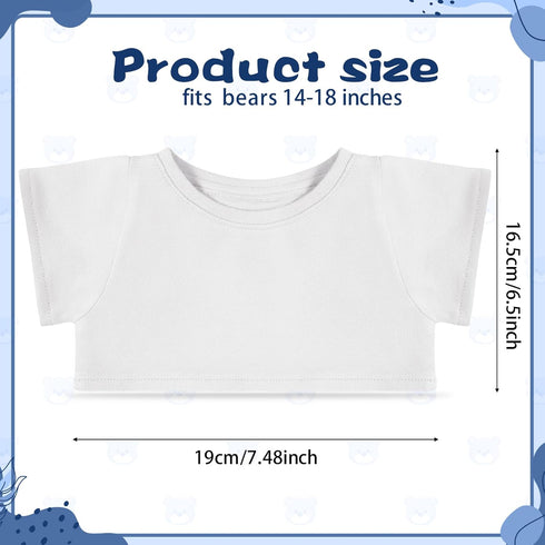 Bear Tee Shirt Fit 14-18inch Bear Clothes Stuffed Animal Clothes Shirt Basic Stuffed Bears Dolls Shirt, White...