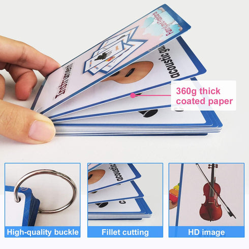 20PCS/Set Instrument Kids Gifts English Flash Cards Pocket Card Educational Learning Baby Toys for Children Pre-Kindergarten...