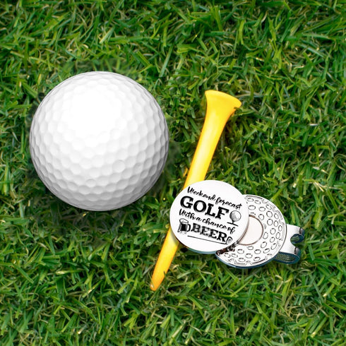 Weekend Forecast Golf with A Chance Golf Ball Marker with Magnetic Hat Clip, Funny Golf Accessories and Golf Gifts for Men Women Dad Mom Grandpa, ...