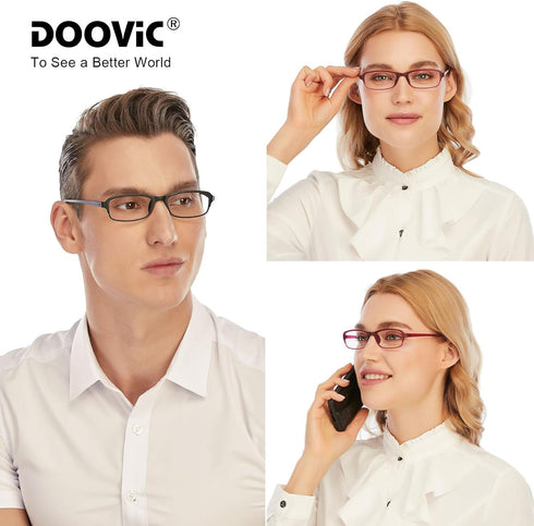 DOOViC 4 Pack Computer Reading Glasses Blue Light Blocking Anti Eyestrain Flexible Lightweight Readers for Women Men 1.5 Strength...