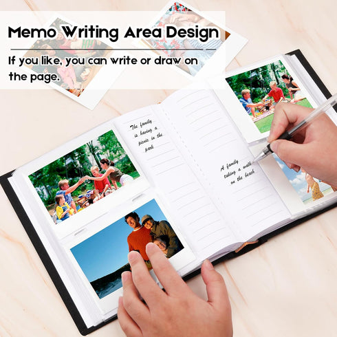 Photo Album for Fujifilm Instax Wide 300 Camera, Linen Cover, 120 Pockets Photo Album with Writing Space for Polaroid Now OneStep2 OneStep+ Instan...