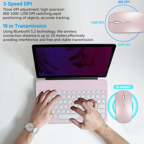 Bluetooth Keyboard and Mouse Combo Travel Rechargeable Ultra-Slim Mouse Keyboard Combo Wireless Portable Compact Keyboard and Mouse Set for Tablet...