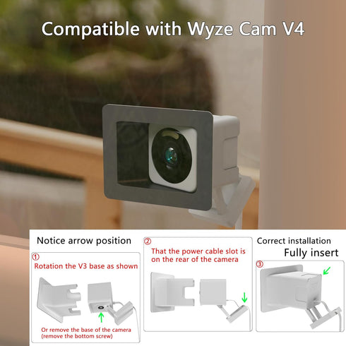Angled Window Mount for Wyze Cam V4, Tilts 20 Degrees in All Directions, Through Window Use Cam v4, Easy Indoor Monitoring of Outdoor Areas (White...