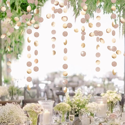 Decor365 Champagne Gold Birthday Decorations Glitter Gold Party Garland Decorations Circle Streamers Banner Backdrop Christmas New Year Eve NYE An...