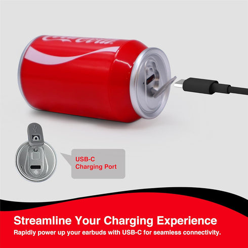 Gabba Goods Coca-Cola Can Shape Charging Case Wireless Bluetooth Earbuds with Voice Assistant Compatible, Built-In Mic, 9H Playtime, HD Stereo Sou...