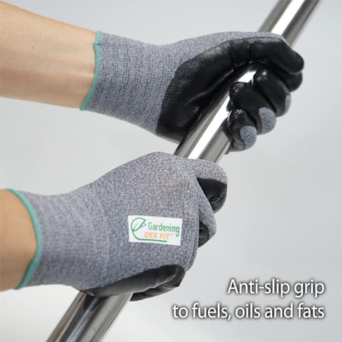 DEX FIT 2X Durable Nitrile Rubber Work Gloves NR430 Gardening; 3D-Comfort Fit, Non-Slip Grip, Heavy Duty Performance, Touchscreen Compatible; Grey...