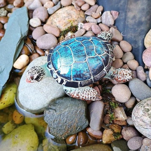 Small Turtle Figurines for Fairy Garden Accessories Outdoor Decor Miniature Sea Turtle Statue for Outside Garden Pond Decorations Animals Figure S...