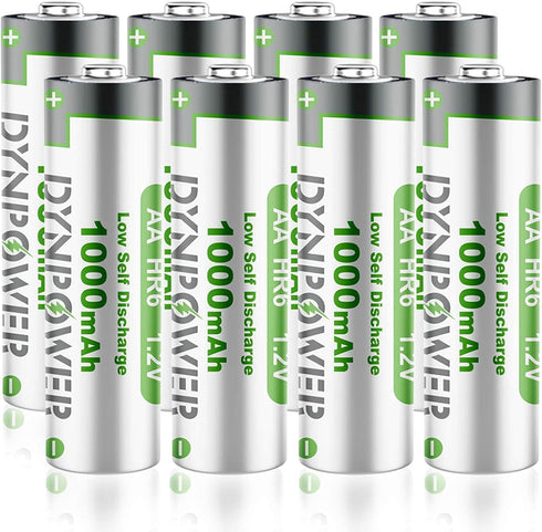 NiMH AA 1000mAh Rechargeable Batteries 1.2V,Pre-Charged Double A for Outdoor Solar Lights Garden Light String Lights, (Pack of 8)...