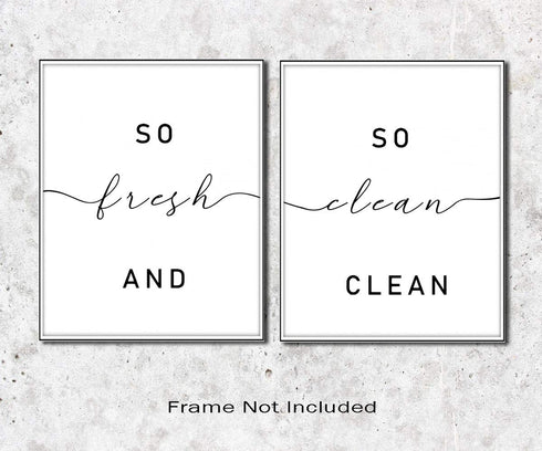 So Fresh and So Clean Clean Bathroom Quotes and Sayings Art Prints Set of 2 Bathroom Decor Laundry Room Wall Art Decor, 8 x 10 Inches Shimmer Art ...
