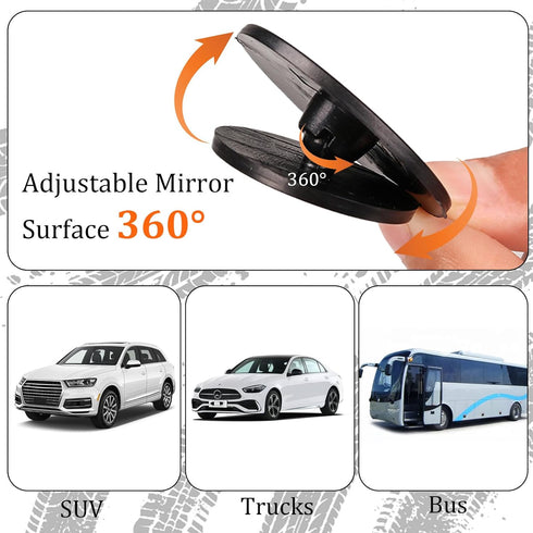 360° Adjustable Blind Spot Mirror, 1 Pair 2'' Side Mirror Blindspot with 2pcs Side Mirror Rain Guard HD Glass Wide Angle Frameless Mirror for Car ...