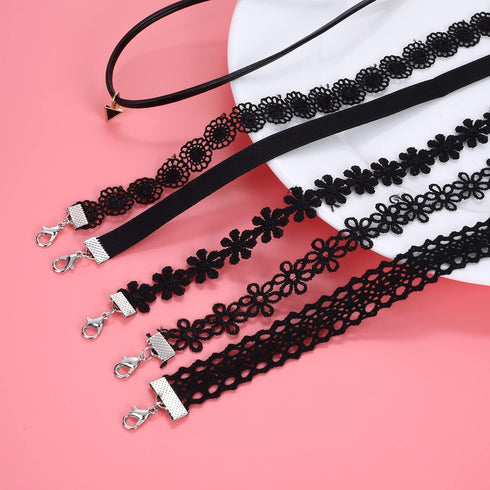 Yolev 6 Pieces Black Choker Necklace Set Velvet Choker Classic Choker Necklace Layered Black Chokers Necklaces Cute Jewelry Women Pack...