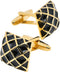 Check Pattern Square Cufflinks for Men Dress In Gift Case Golden Tone Classic Men's Cufflinks Set for Wedding Party Birthday Anniversary Dress...