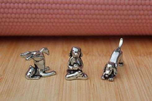 Basic Spirit Yoga Dog Figurine Set (Pewter)-Mini 3 pc. Set...